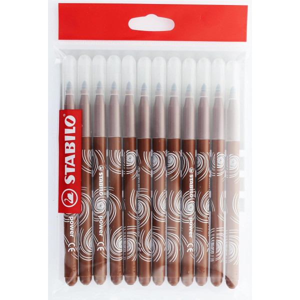 photo - Feutres de coloriage - STABILO power max - Marron - Pointe large - 12 feutres