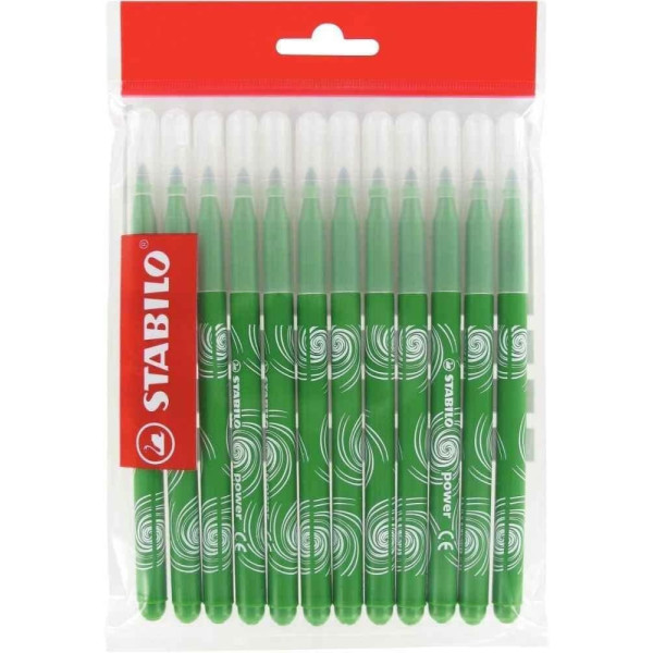 photo - Feutres de coloriage - STABILO power max - Vert - Pointe large - 12 feutres