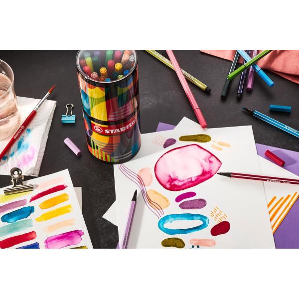 Feutres de coloriage - STABILO - Pen 68 - Arty - 45 couleurs - Pot métal