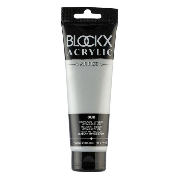 photo-Peinture acrylique - Argent - 080 - BLOCKX Artist - Qualité beaux-arts - Tube 120ml