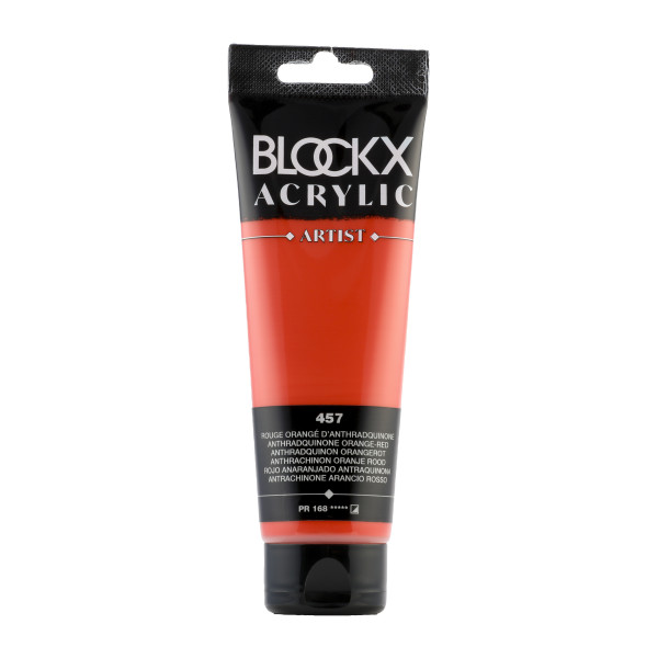 photo-Peinture acrylique - Rouge orangé anthradquinone - 457 - BLOCKX Artist - Qualité beaux-arts - Tube 120ml