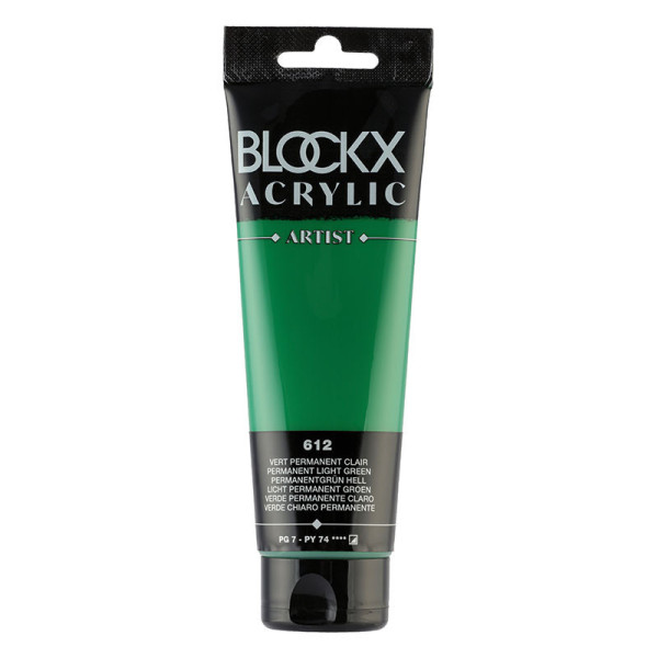 photo-Peinture acrylique - Vert permanent clair - 612 - BLOCKX Artist - Qualité beaux-arts - Tube 120ml