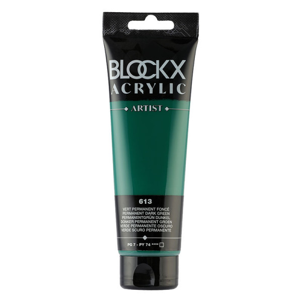 photo-Peinture acrylique - Vert permanent foncé - 613 - BLOCKX Artist - Qualité beaux-arts - Tube 120ml