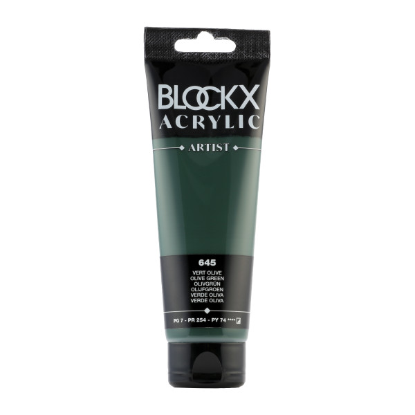 photo-Peinture acrylique - Vert olive - 645 - BLOCKX Artist - Qualité beaux-arts - Tube 120ml