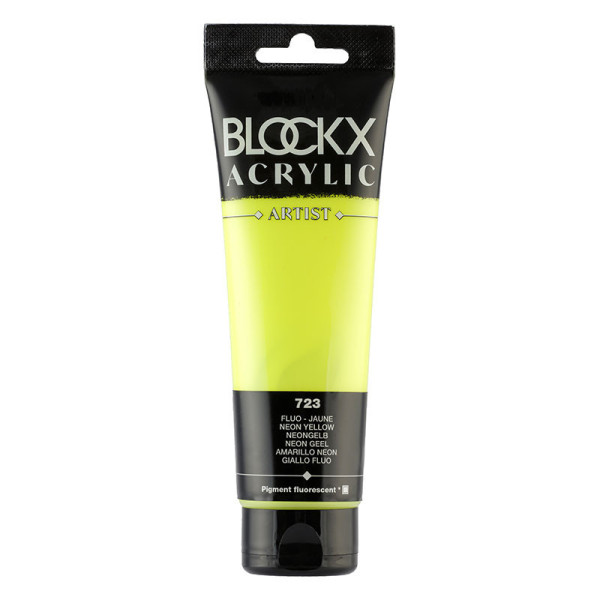 photo-Peinture acrylique - Jaune fluo - 723 - BLOCKX Artist - Qualité beaux-arts - Tube 120ml