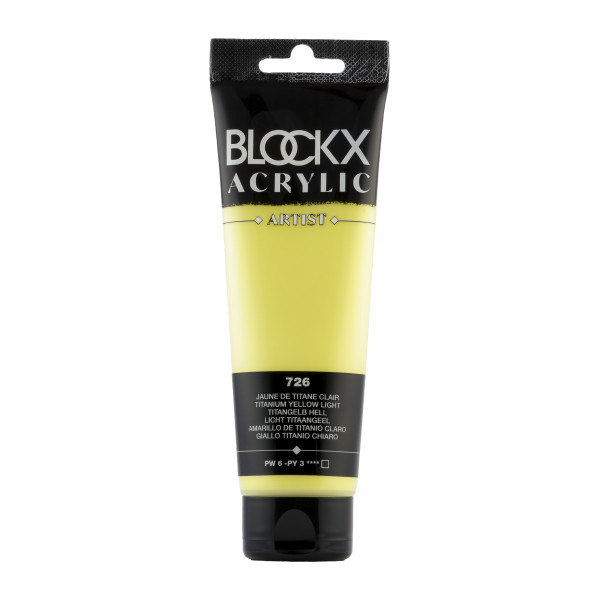 photo-Peinture acrylique - Jaune titane clair - 726 - BLOCKX Artist - Qualité beaux-arts - Tube 120ml