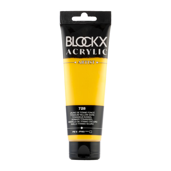 photo-Peinture acrylique - Jaune titane foncé - 728 - BLOCKX Artist - Qualité beaux-arts - Tube 120ml