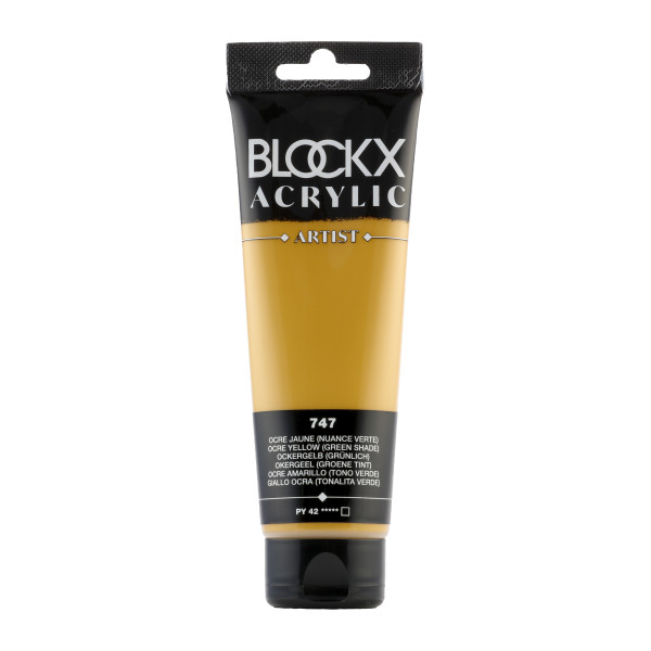 photo-Peinture acrylique - Ocre jaune - 747 - BLOCKX Artist - Qualité beaux-arts - Tube 120ml