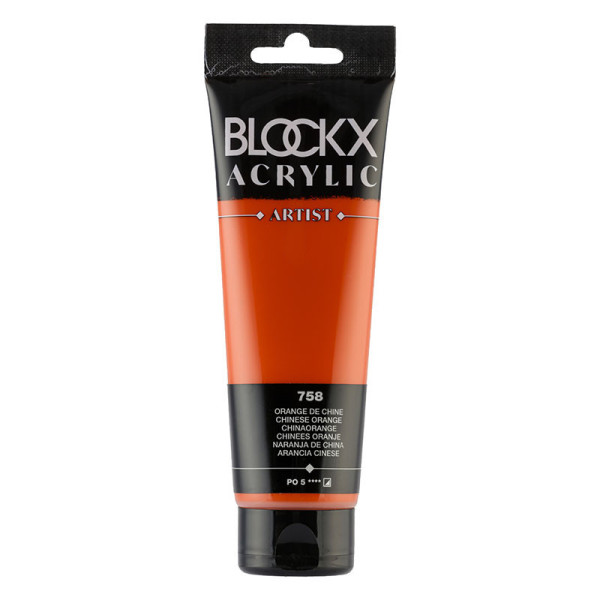 photo-Peinture acrylique - Orange de Chine - 758 - BLOCKX Artist - Qualité beaux-arts - Tube 120ml