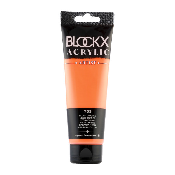 photo-Peinture acrylique - Orange fluo - 763 - BLOCKX Artist - Qualité beaux-arts - Tube 120ml