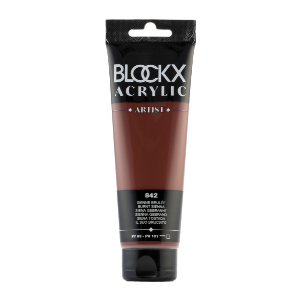 photo-Peinture acrylique - Sienne brûlée - 842 - BLOCKX Artist - Qualité beaux-arts - Tube 120ml