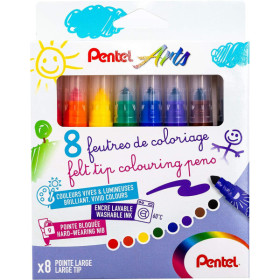 photo-8 feutres de coloriage - Pour enfant - Pointe large - Lavable - Pentel Arts