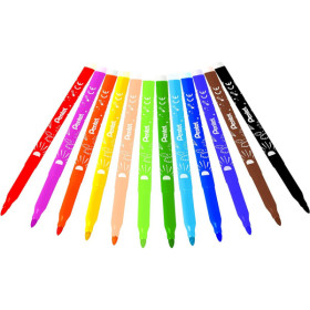24 feutres de coloriage - Pour enfant - Pointe moyenne - Lavable - Pentel Arts