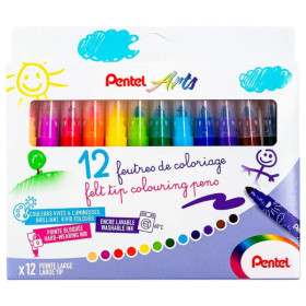 photo-12 feutres de coloriage - Pour enfant - Pointe large - Lavable - Pentel Arts