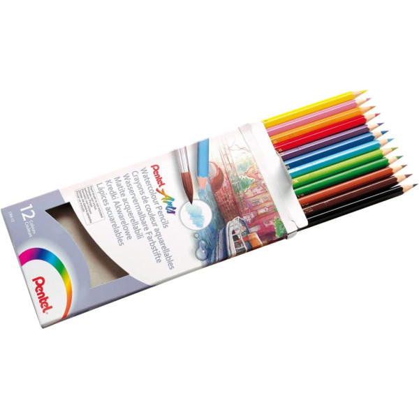 12 crayons de couleur - Aquarellable - Pentel Arts