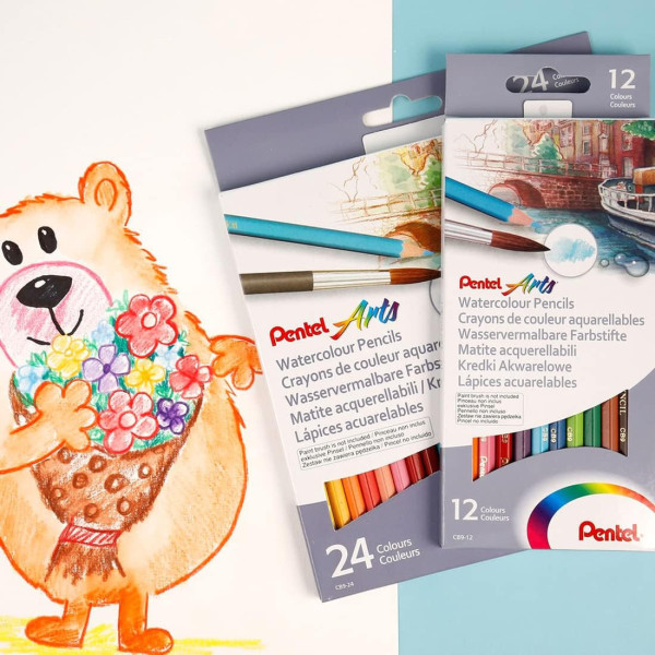 12 crayons de couleur - Aquarellable - Pentel Arts