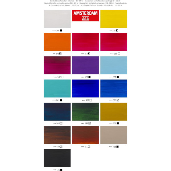 Set peinture acrylique de 18 tubes - Amsterdam