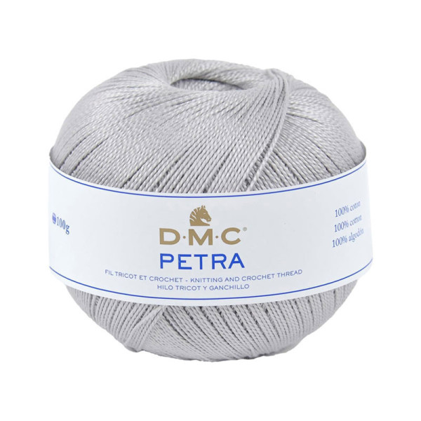 photo - Pelote de laine - 100% coton - Gris - DMC - Petra - Longues fibres