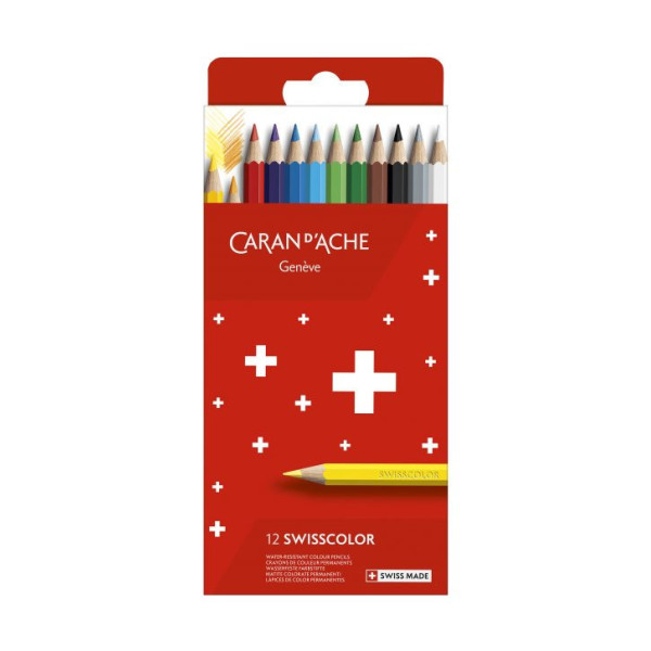 photo - Crayons de couleur - Caran d'Ache - Swisscolor - 12 couleurs - Dessin - Beaux-arts