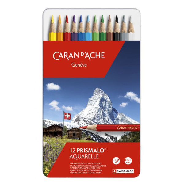 photo - Crayons de couleur - Aquarellable - Caran d'Ache - Prismalo - 12 couleurs