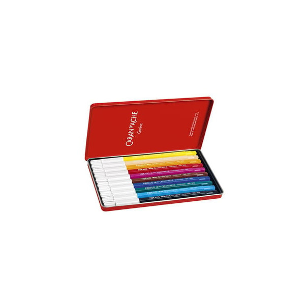 Feutres - Encre soluble à l'eau - Caran d'Ache - Fibralo - Boîte de 10 couleurs