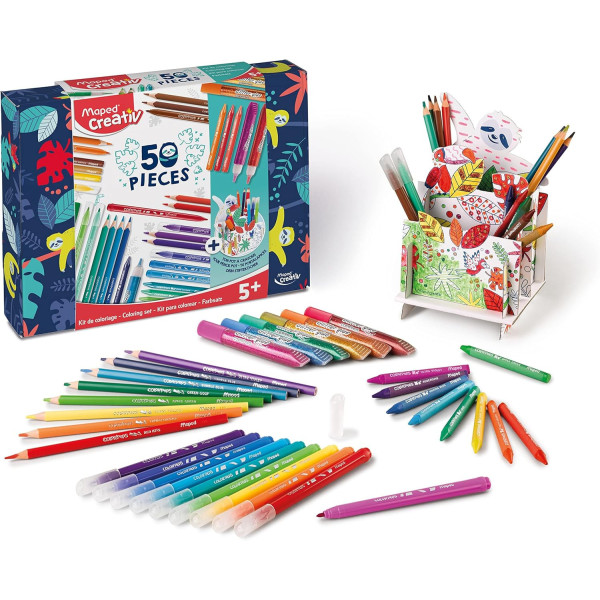 photo - Coffret crayons couleurs + feutres - Coloriage - Maped - 50 pièces - Enfant