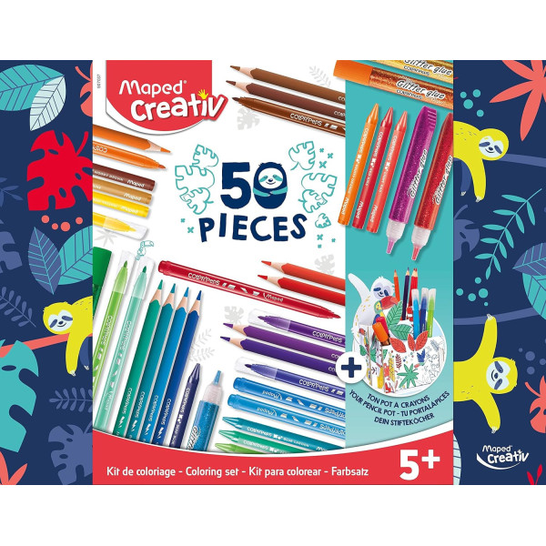 Coffret crayons couleurs + feutres - Coloriage - Maped - 50 pièces - Enfant