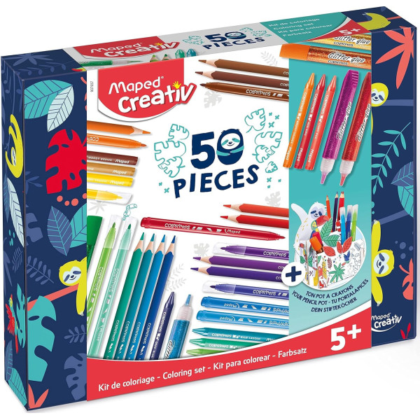 Coffret crayons couleurs + feutres - Coloriage - Maped - 50 pièces - Enfant