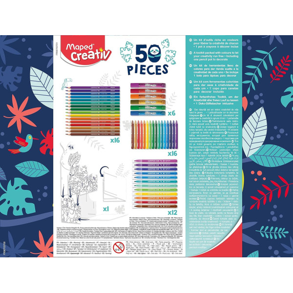 Coffret crayons couleurs + feutres - Coloriage - Maped - 50 pièces - Enfant