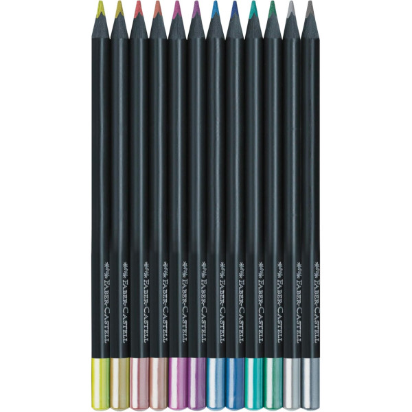 Crayons de couleur - 12 teintes métallisées - Coloriage - Enfant - Faber-Castell - Black édition