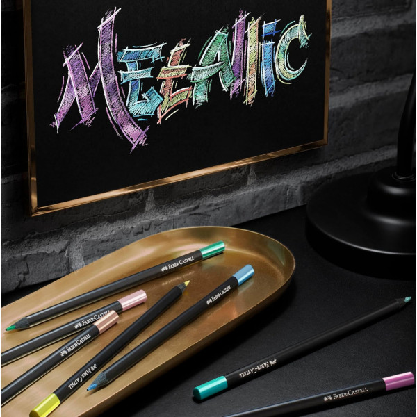 Crayons de couleur - 12 teintes métallisées - Coloriage - Enfant - Faber-Castell - Black édition