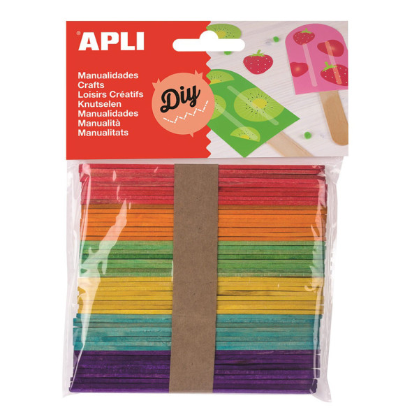 photo - Bâtonnets en bois - Colorés - 50 pièces - 11,4cm - Loisirs créatifs - Apli Kids