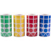 Boîte de 4 rouleaux de gommettes rondes - 20 mm - Jaune, bleu, rouge et vert