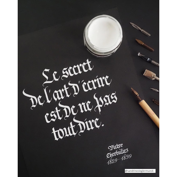 Encre de calligraphie pigmentée - Blanc - Jacques Herbin - Flacon 40ml