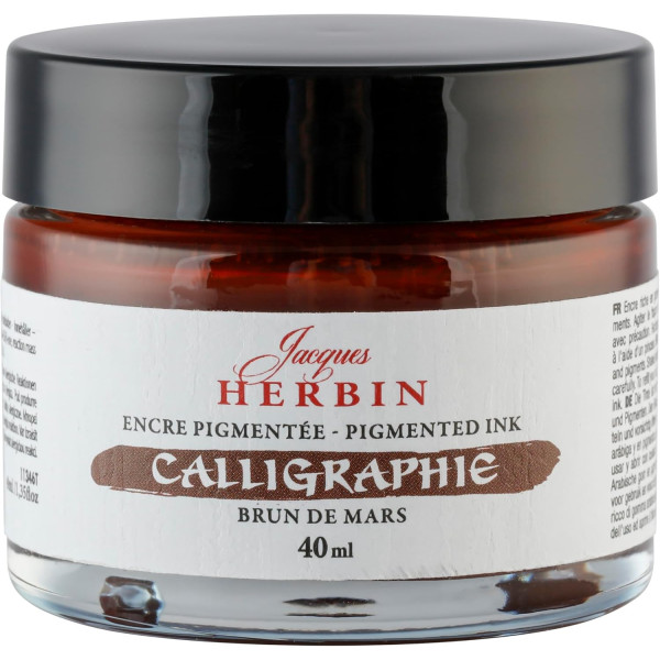 photo - Encre de calligraphie pigmentée - Brun de Mars - Jacques Herbin - Flacon 40ml