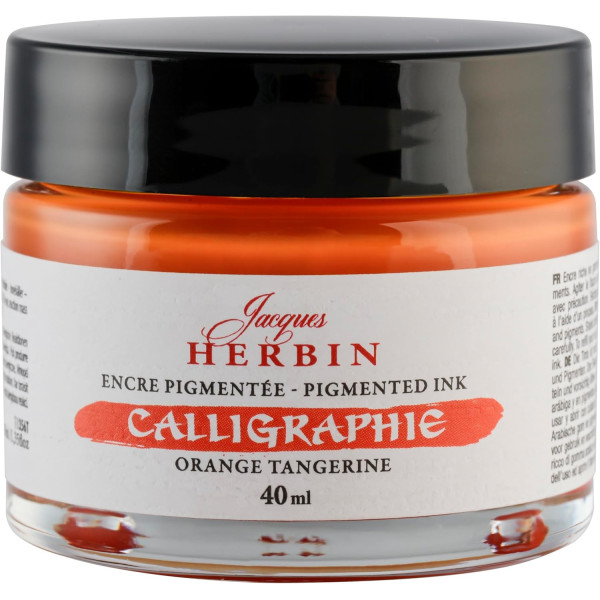 photo - Encre de calligraphie pigmentée - Orange tangerine - Jacques Herbin - Flacon 40ml