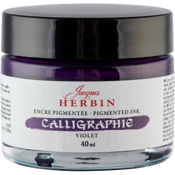 photo - Encre de calligraphie pigmentée - Violet - Jacques Herbin - Flacon 40ml