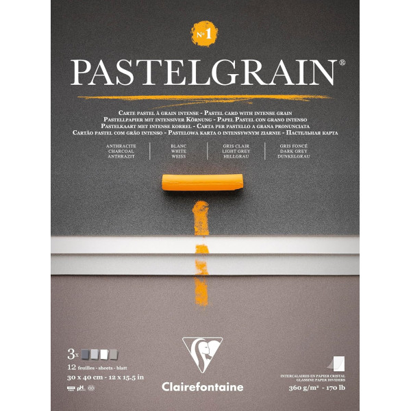 photo - Bloc - Pour pastel - Grain intense - 30x40cm - 360g - Teintes grises - Clairefontaine - Pastelgrain n°1
