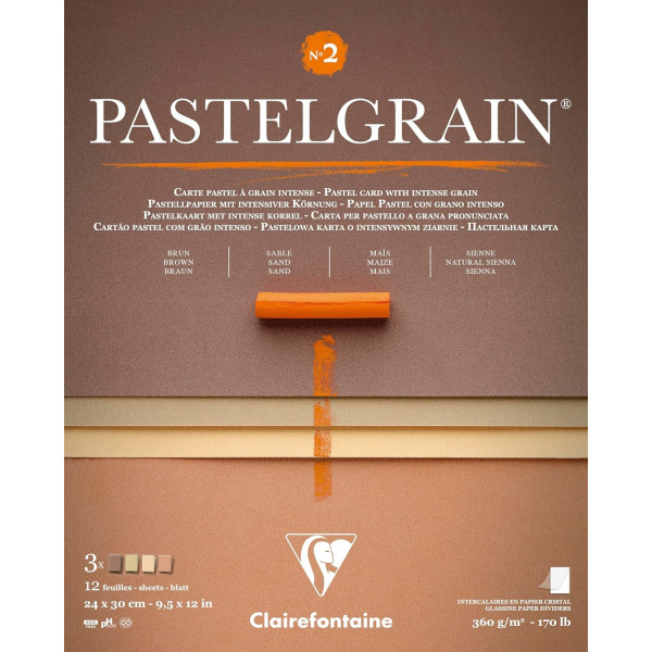 Bloc - Pour pastel - Grain intense - 24x30cm - 360g - 4 teintes - Clairefontaine - Pastelgrain n°2