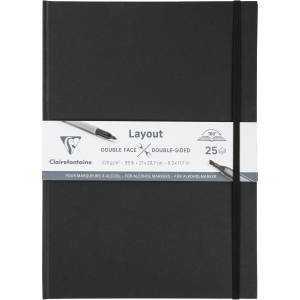 photo - Carnet - Dessin - Pour feutre à alcool, encre de Chine - A4 - 220g - Clairefontaine - Layout