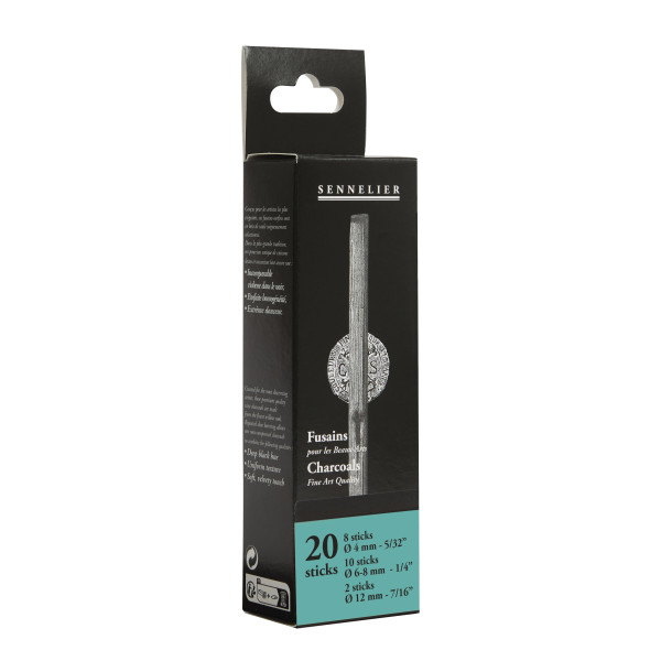 Fusains - Beaux-arts - Dessin - 20 pièces - 4mm, 6/8mm, 12mm - Sennelier