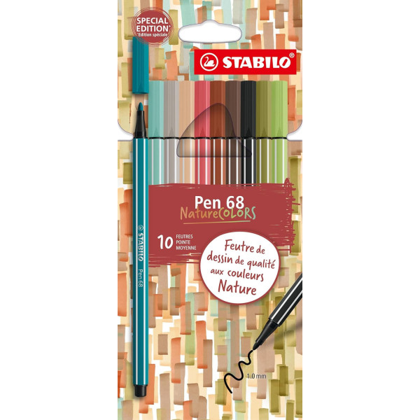 photo - Feutres de coloriage - Dessin - Stabilo - Pen 68 - Edition NatureColors - 10 couleurs