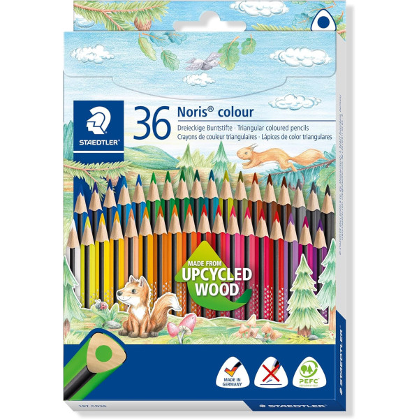 36 crayons de couleur - Forme triangulaire - Fabriqué en bois recyclé - Staedtler - Noris colour  187