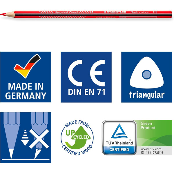 36 crayons de couleur - Forme triangulaire - Fabriqué en bois recyclé - Staedtler - Noris colour  187