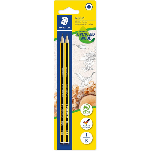 2 crayons graphite - B - Bois recyclé - Staedtler - Noris