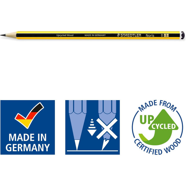 2 crayons graphite - B - Bois recyclé - Staedtler - Noris