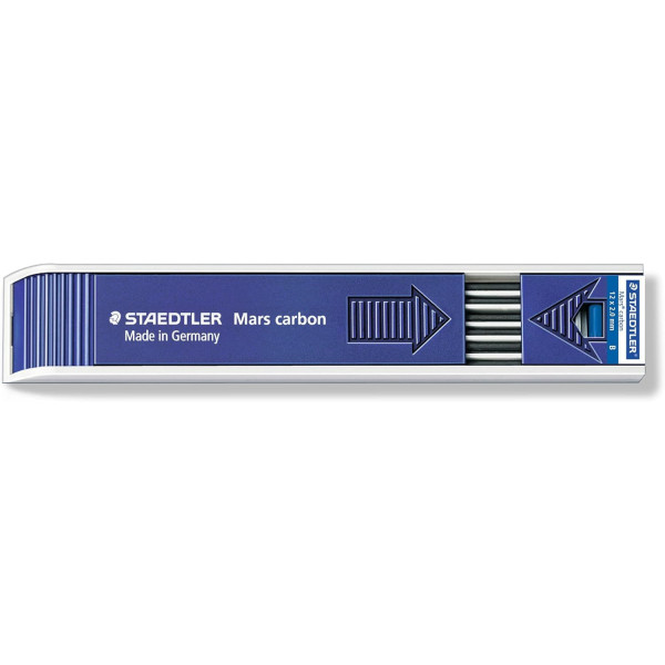 photo - Etui de 12 mines graphite - 2mm - B - Mars Carbon - Staedtler