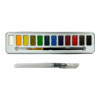 photo - Peinture aquarelle - 12 couleurs - Demi-godet - Pinceau + pinceau à réservoir - AMT