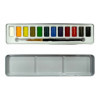 Peinture aquarelle - 12 couleurs - Demi-godet - Pinceau + pinceau à réservoir - AMT
