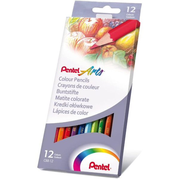photo - 12 crayons de couleur - Coloriage - Corps en bois - Loisirs créatifs - Pentel Arts
